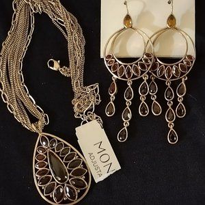 Monet Faux Topaz Necklace & Earrings Set